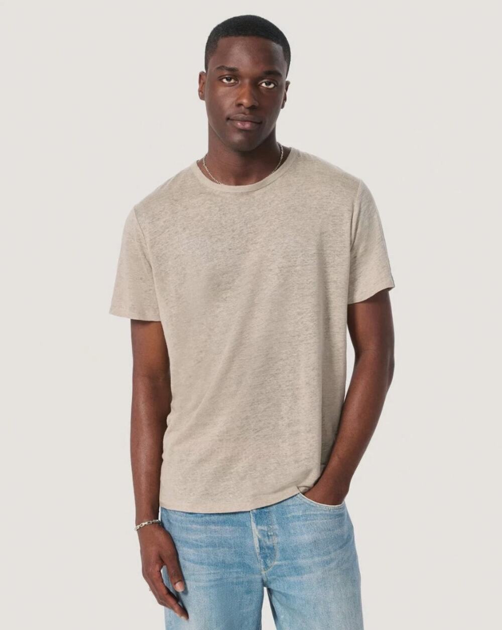 Rag & Bone Men's Classic Linen Tee T-Shirt in Aged Taupe Size L NWT $188